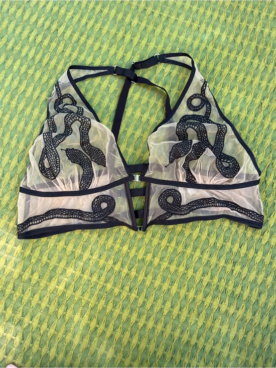 Thistle and Spire Other - Thistle and Spire Sheer Black Snake Embroidered Bralette - Women Intimates
